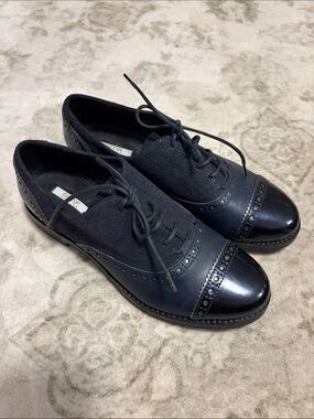 Geox Black Leather & Suede Cap-Toe Shoe